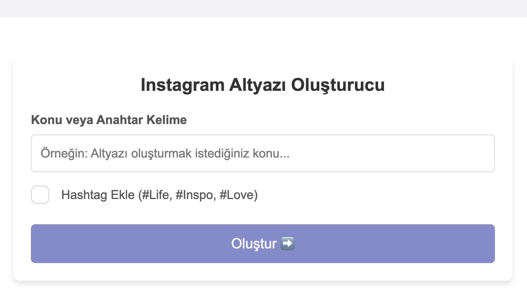 Instagram Altyazı Oluşturucu Araç