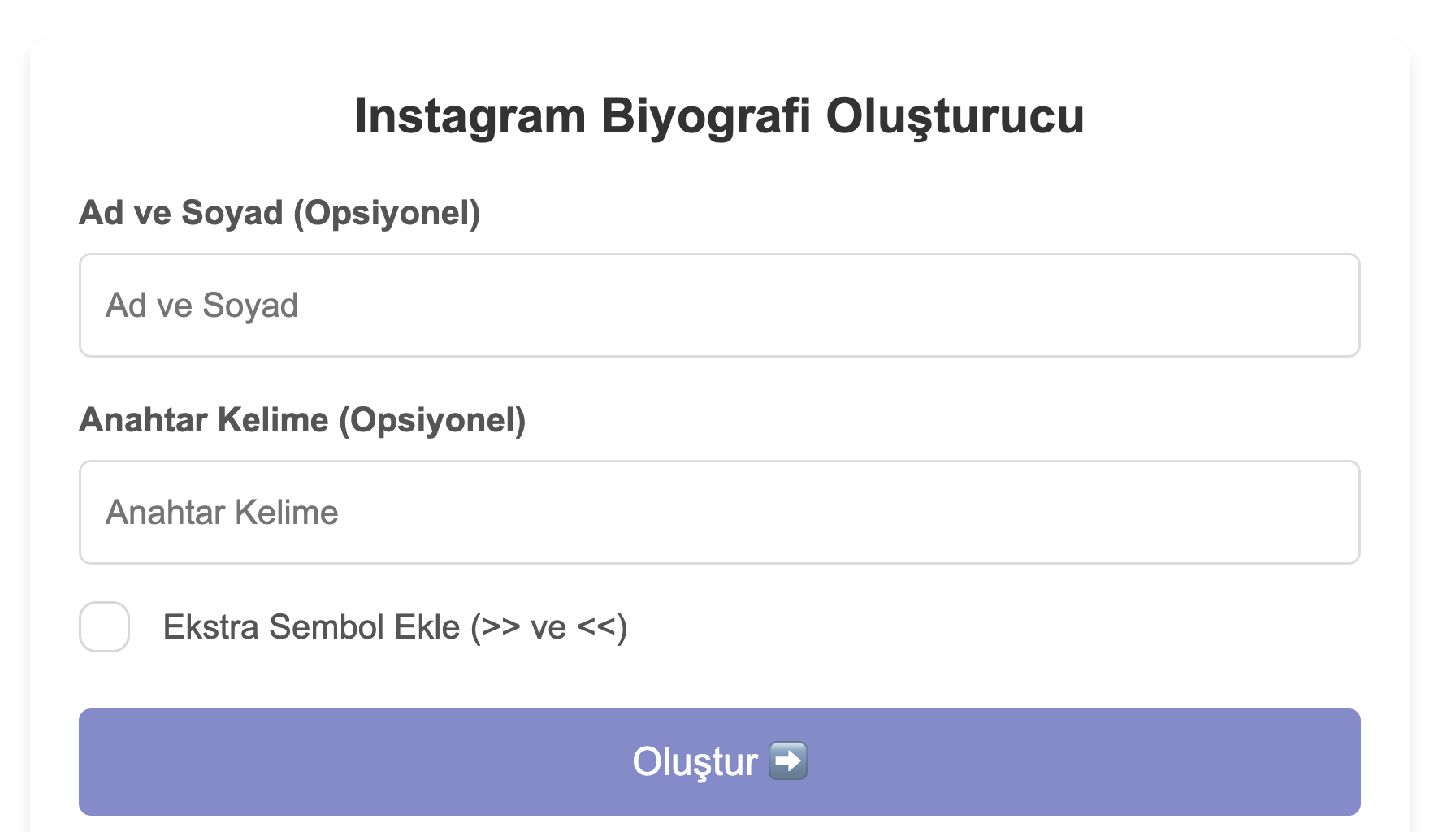 Instagram Biyografi Oluşturucu Araç